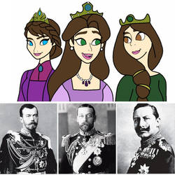 The Queen Sisters as The Monarch Cousins