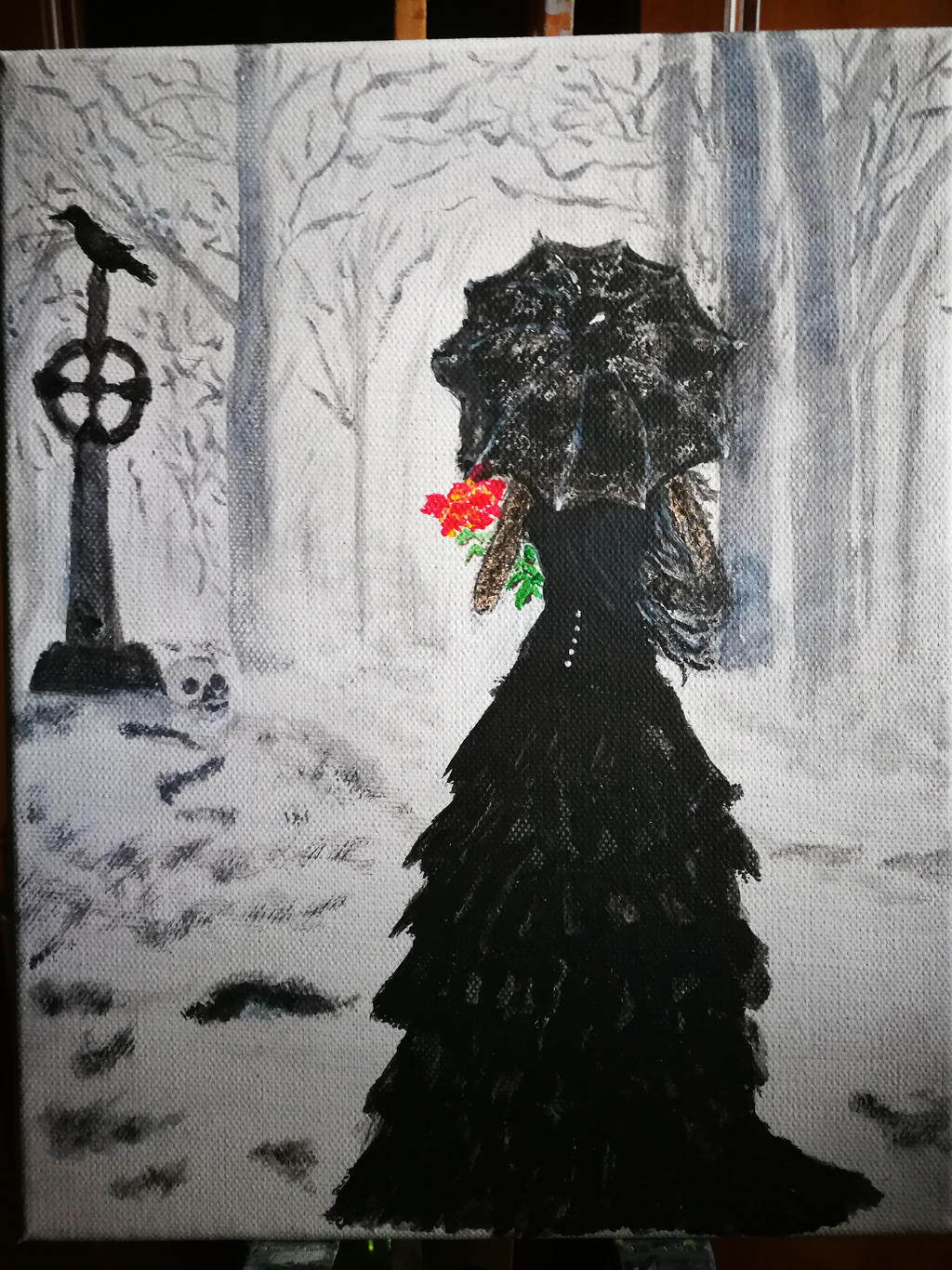 Lady in Black 2017-december 24x30cm, Acrylic