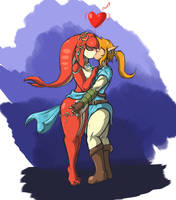 Link and Mipha Kiss