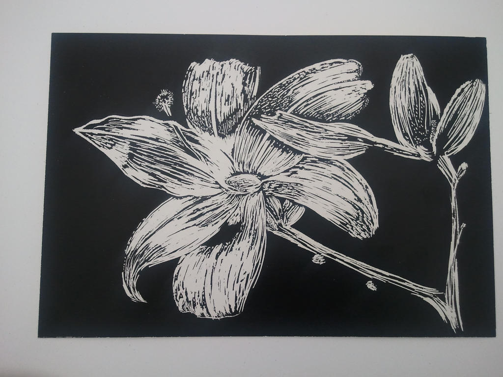 Scratchboard Practice: Flower