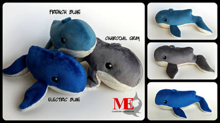 Whale Plushies in Blue and Gray