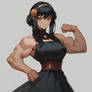 Yor Forger hitting the weights.