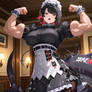 Ellen Joe show off her biceps.