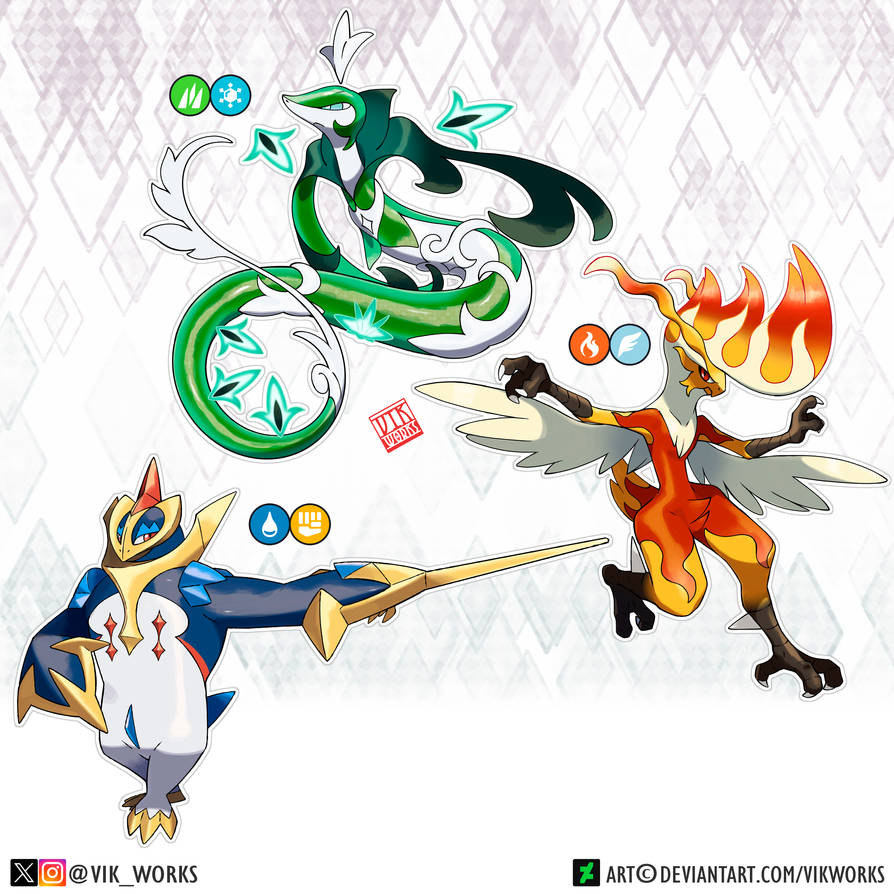 pokemon legends ZA starters by VIKworks on DeviantArt