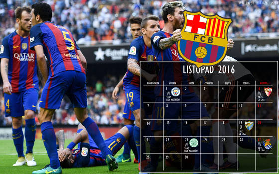 Fc Barcelona calendar listopad/november wallpaper