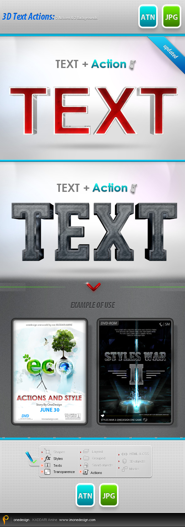 3D Text Style Actions