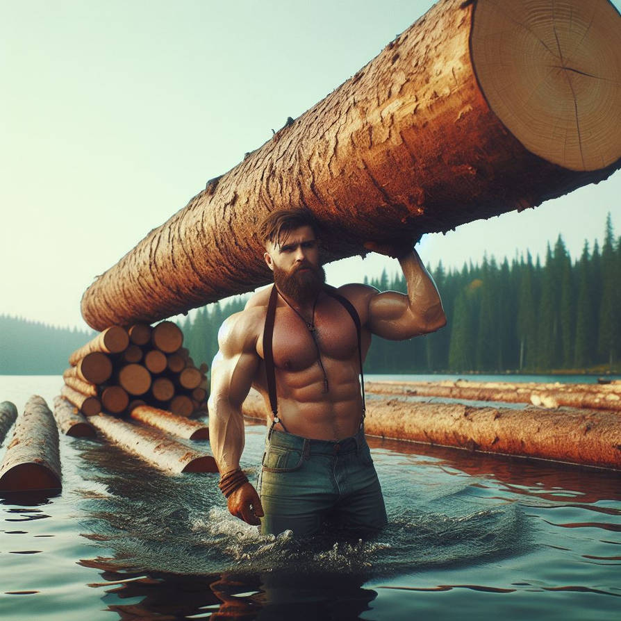 Lumberjack, log, lake by smokeblower871 on DeviantArt