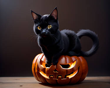 The cat on the pumpkin