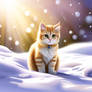 A cat in the snow