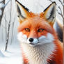 Portrait of a fox in the snow