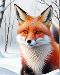 Portrait of a fox in the snow