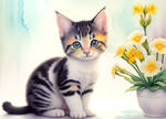 A kitten next to a flower pot by ArtemisFoxy