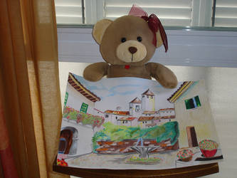 A teddy and one of my drawings