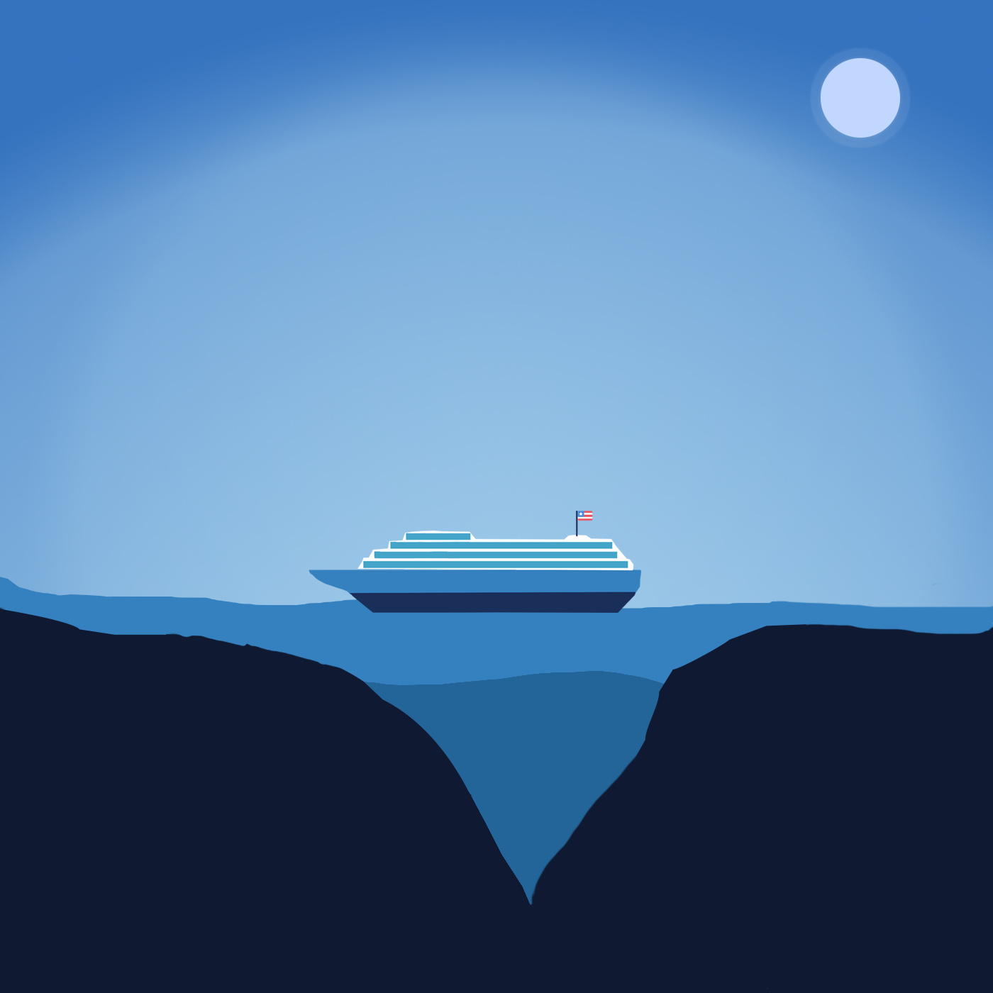 Ship and sea - flat style