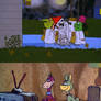 Pebbles, Bam-Bam, Dino, and Hoppy watching ITGPCB