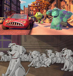 The Dalmatian Puppies Laughing Mike with his Car
