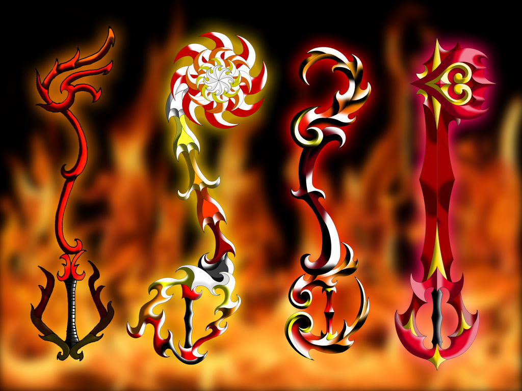 Firey Keyblades by portadorX on DeviantArt