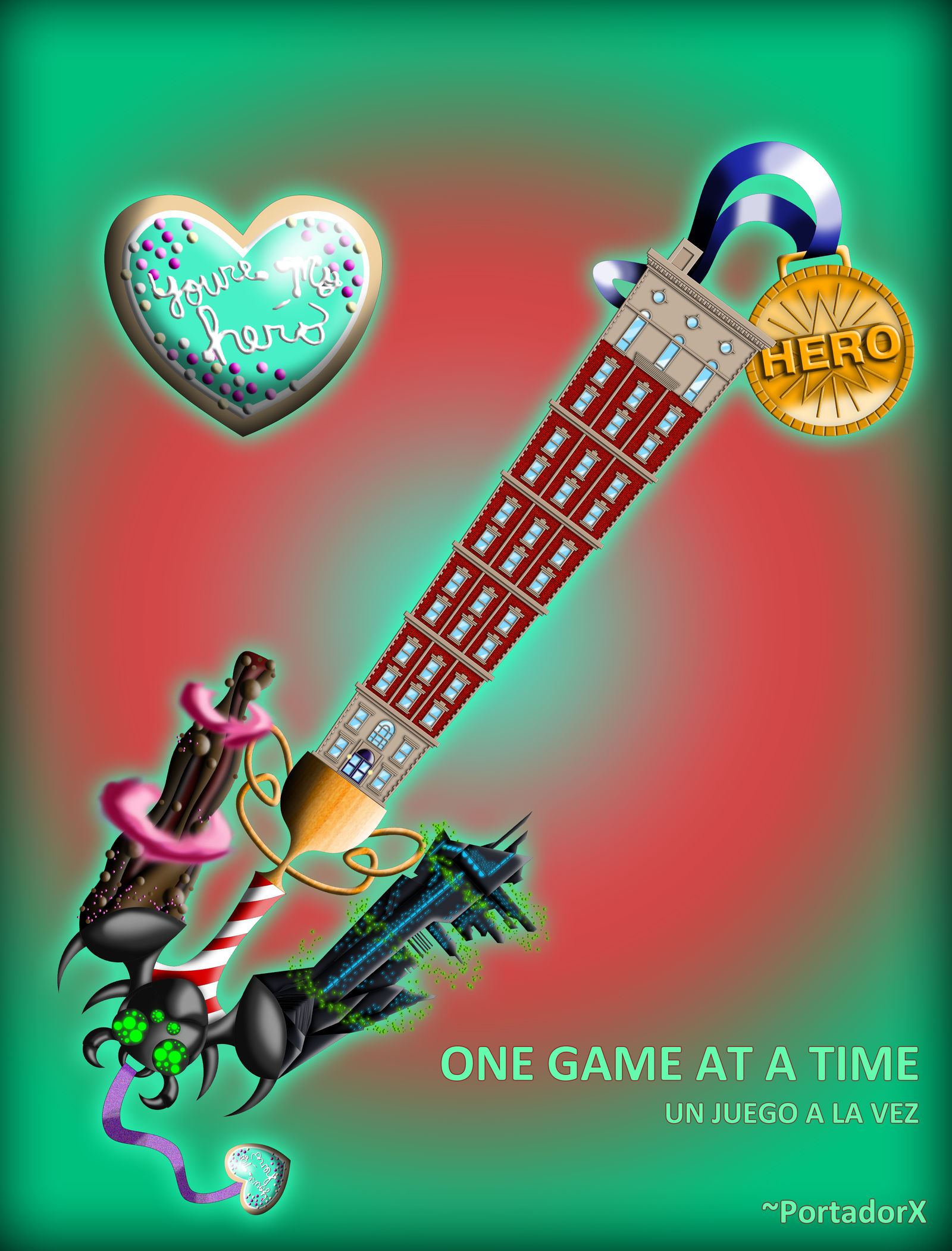 One Game at a Time Keyblade by portadorX on DeviantArt