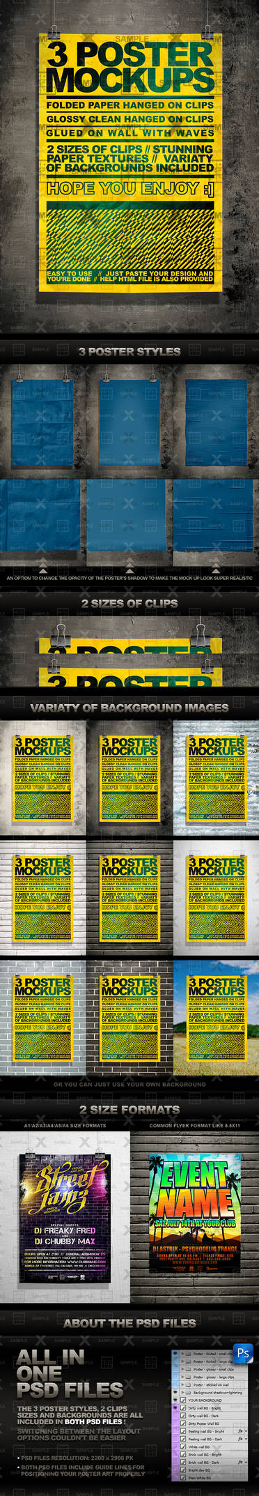 Poster Mock Up Kit - 3 Unique Styles