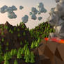 low poly volcano