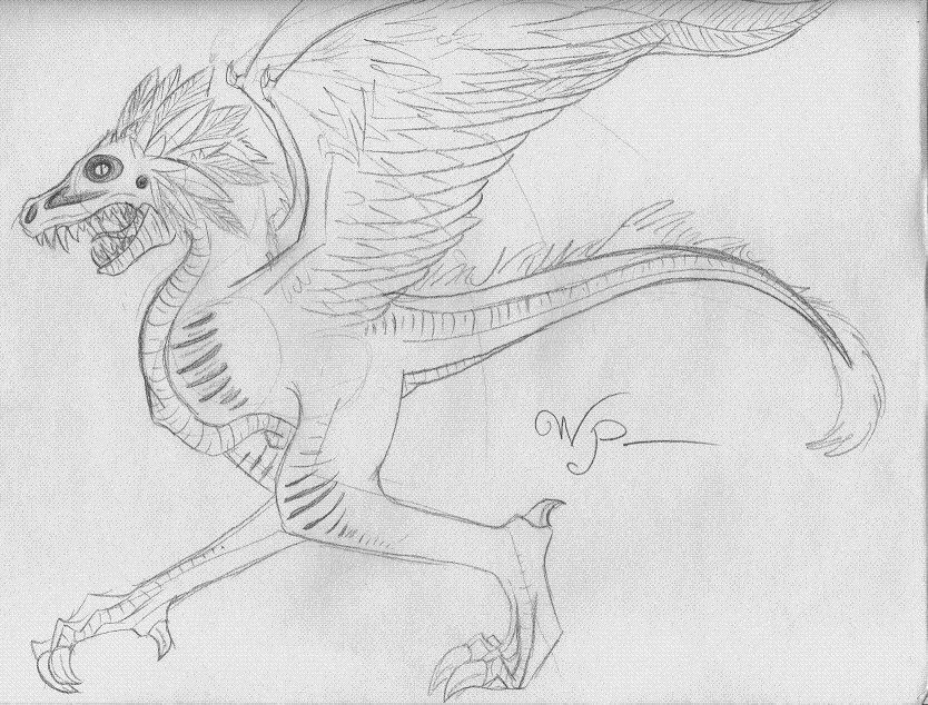 Feathered Raptor Sketch by CokePup on DeviantArt