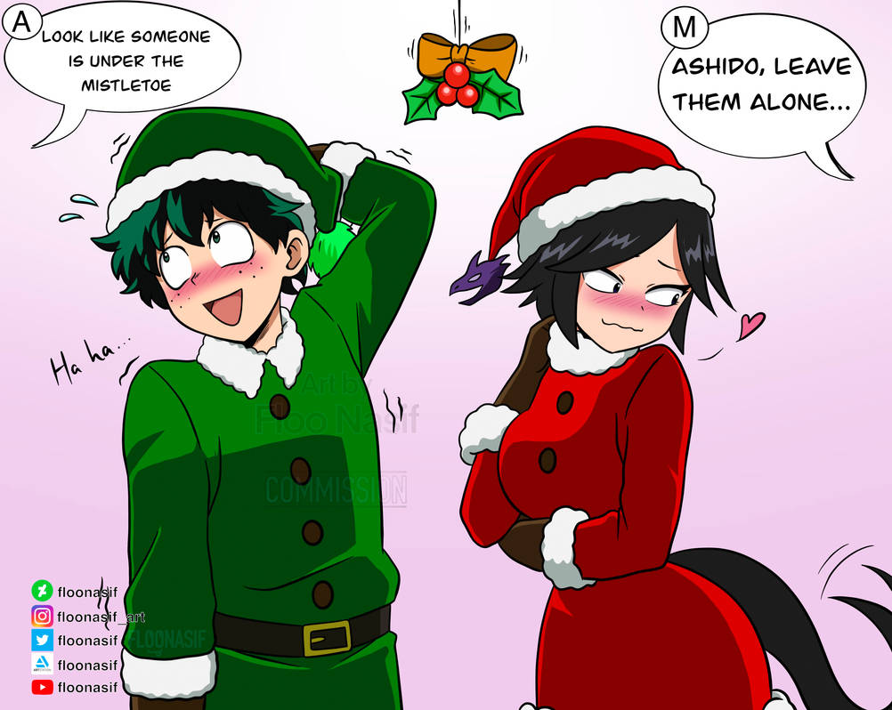 Deku y oc girl under the mistletoe by FlooNasif on DeviantArt