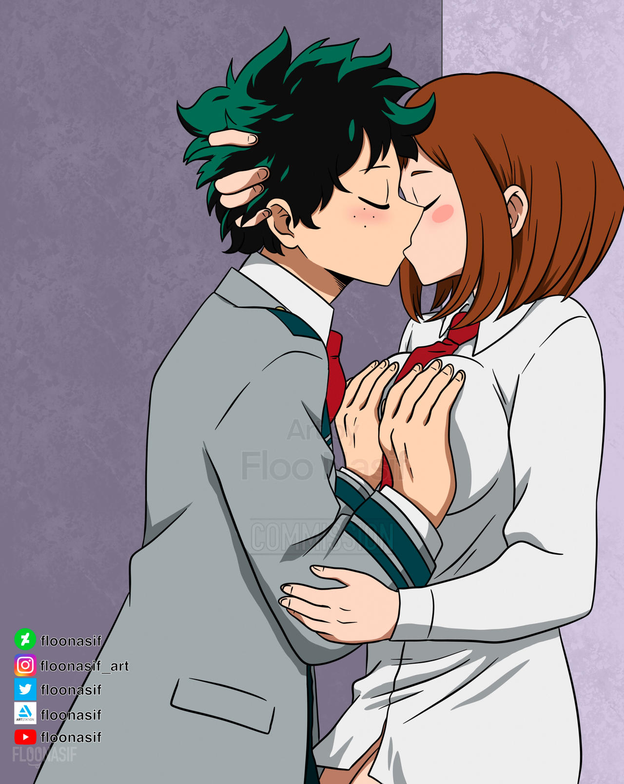 Deku y uraraka kiss Commission by FlooNasif on DeviantArt