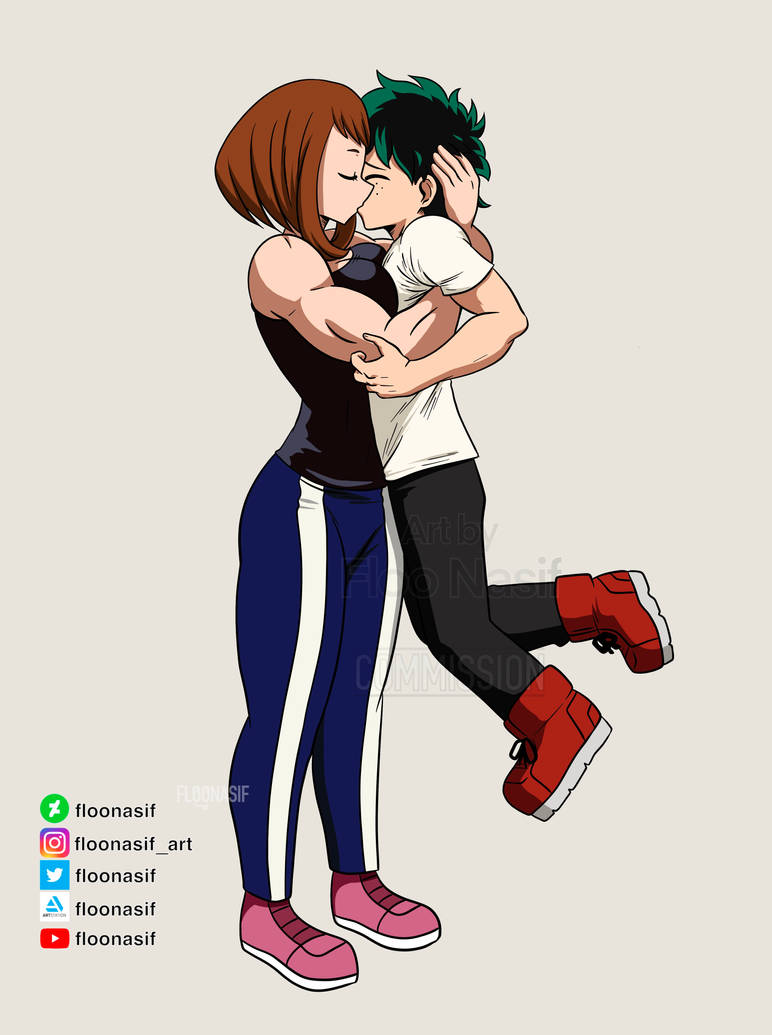 muscular uraraka kisses deku by FlooNasif on DeviantArt