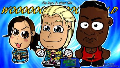 Dolph Ziggler, AJ and Big E - WWE Chibi Wallpaper