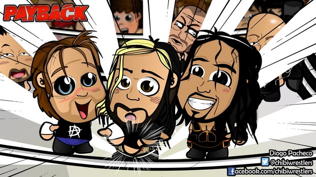 Dean, Seth and Roman - WWE Payback Chibi Wallpaper