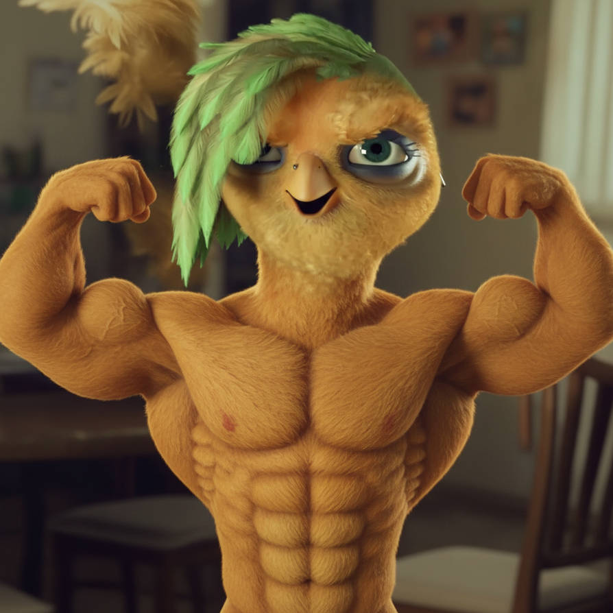 Bodybuilder Bird Muscle bird from Carbon Monoxide Monthly chores by BUGEYES11 on DeviantArt