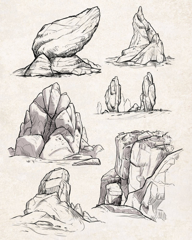 Sketches: Rocks 2 by oMIAUo on DeviantArt
