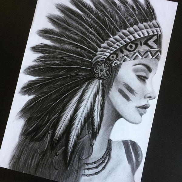 Native American Woman Tattoo Design by reneevesters on DeviantArt