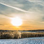 Sunset over ice covered trees, Mt Horeb Wi