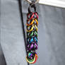 Rainbow on Black Line Long Keychain