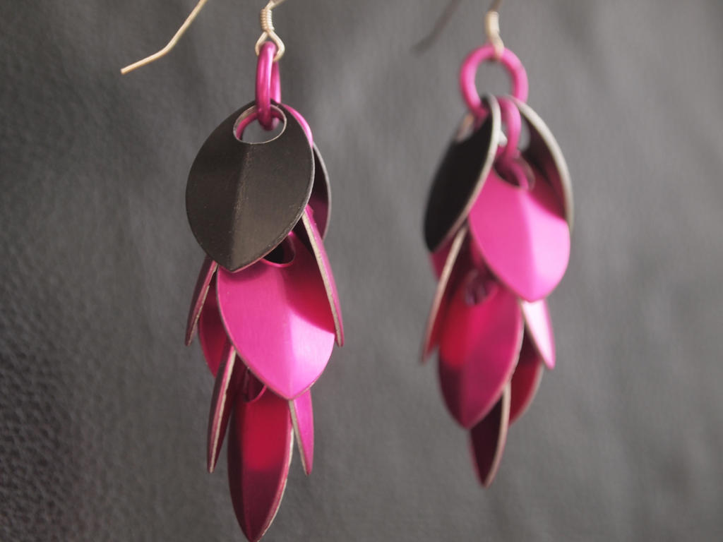 Pink and Black Dragon's Tail Earrings