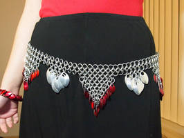 Red and Silver Chainmaille Dance Belt