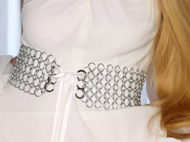 Chainmail Corset Belt with White Lacing