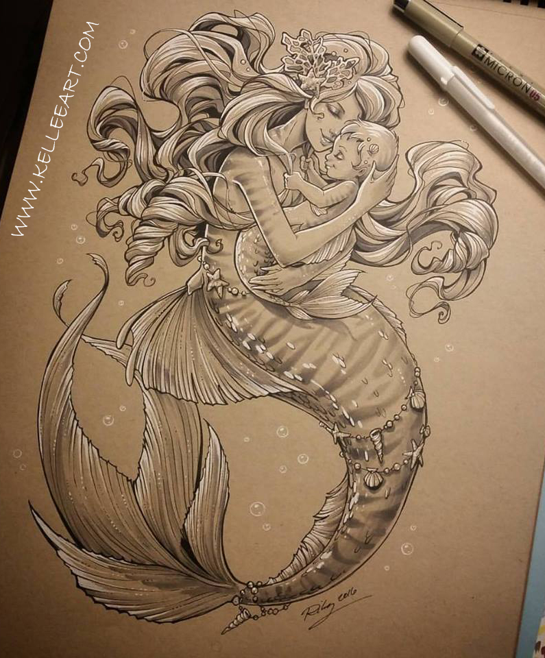 Mother and Baby Mermaid by KelleeArt
