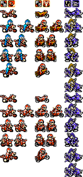 Mega Man, Proto Man and Bass's bikes