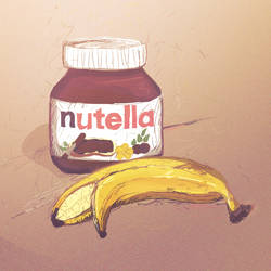 Nutella jar and a banana