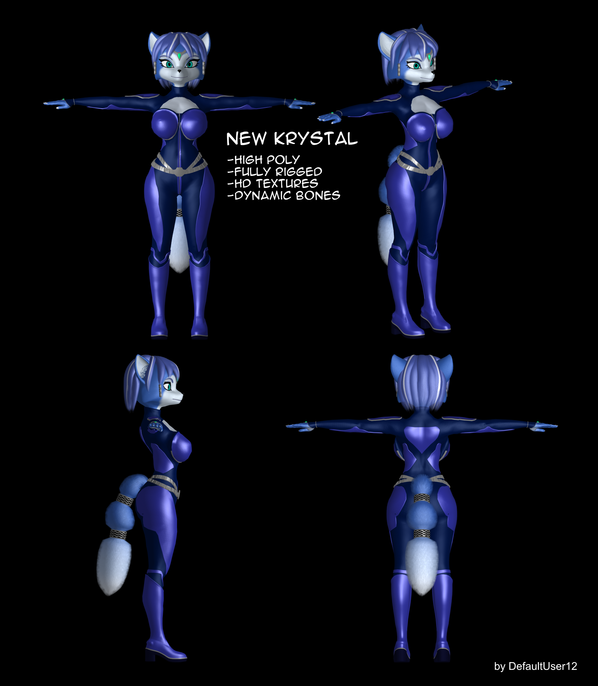 New Krystal Fox 3d Model(Download) by ThatDefaultUser12