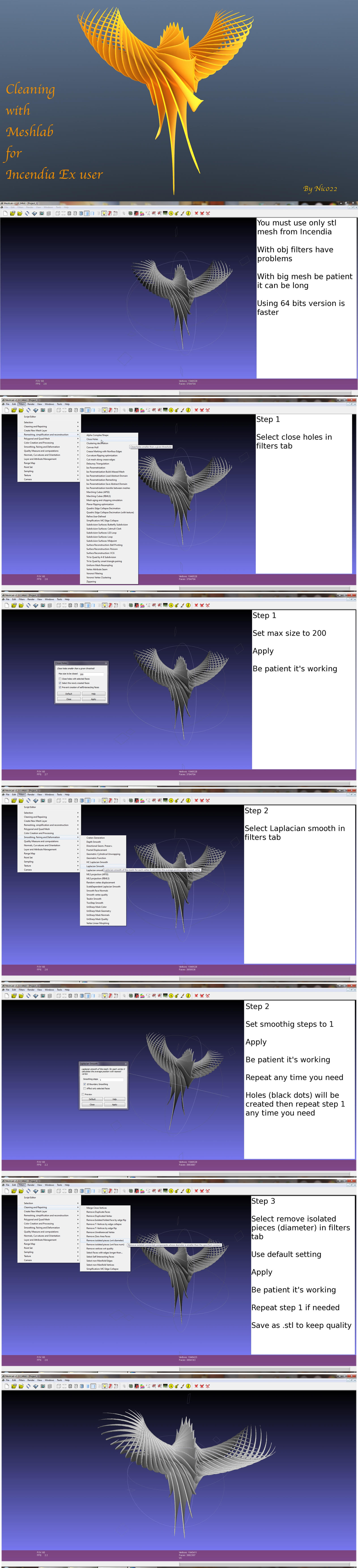 Cleaning with Meshlab for Incendia user