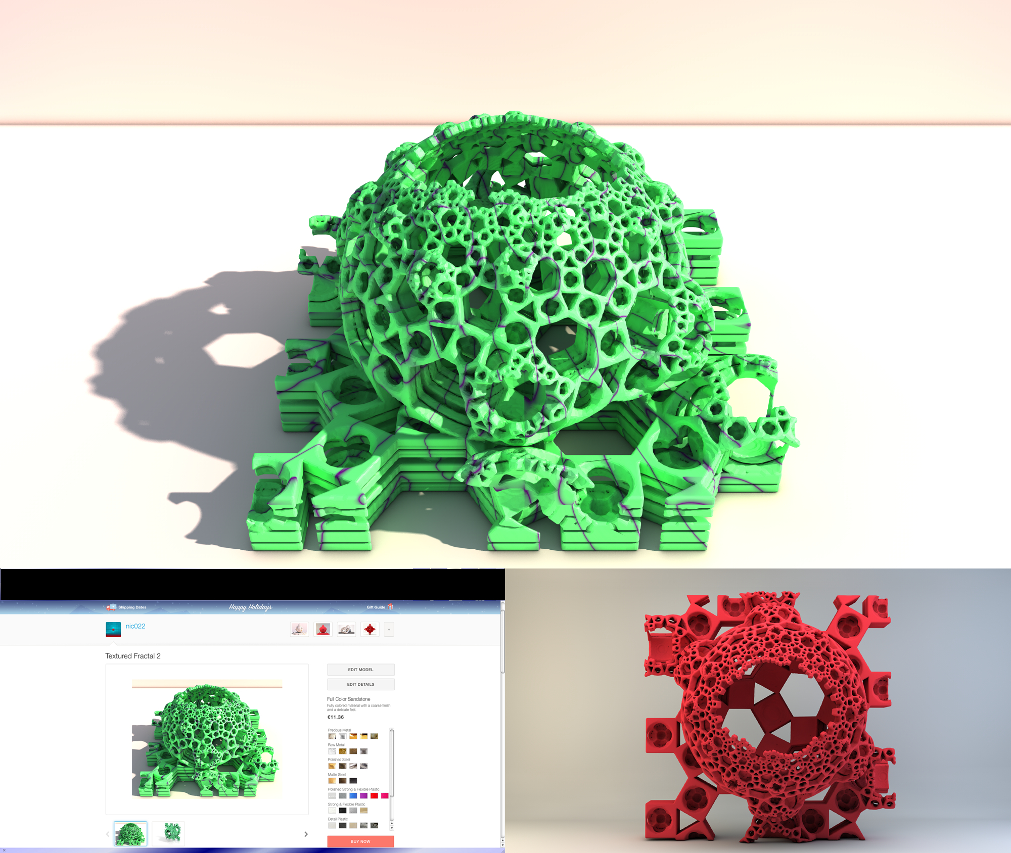 Mandelbulb 3D Textured Printed Model