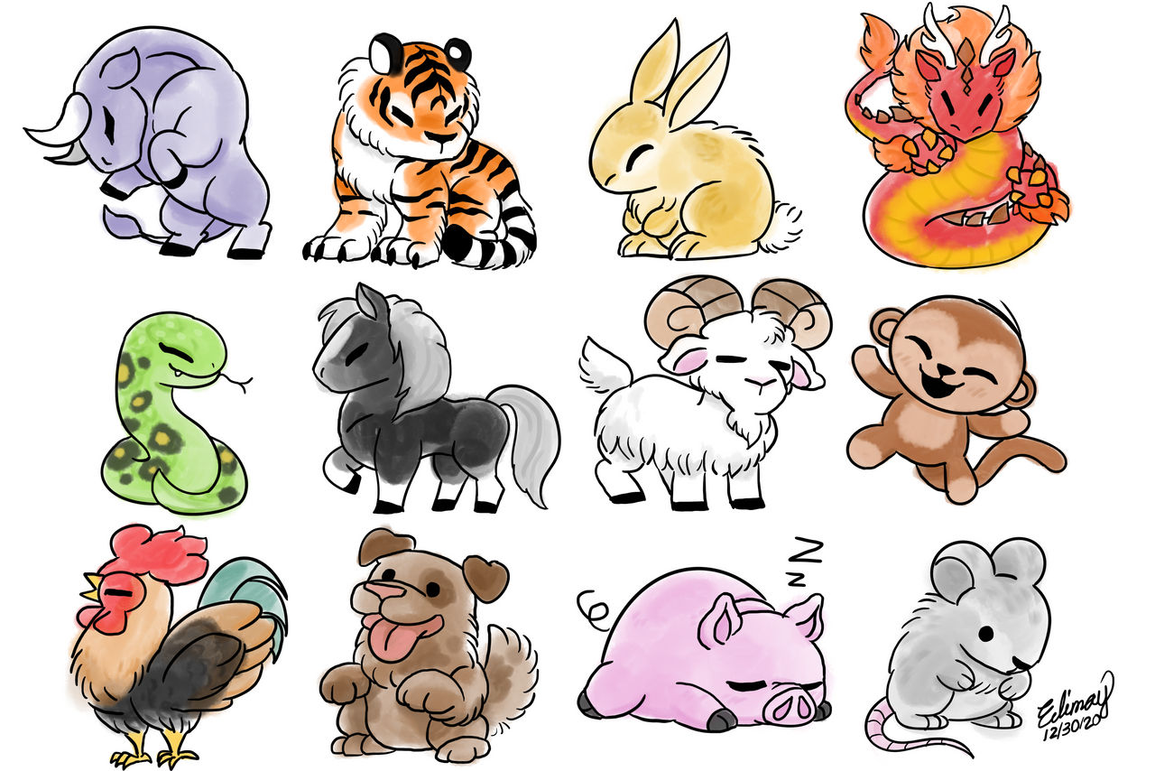 New Year 2021: Chinese Zodiac animals by Edimay on DeviantArt