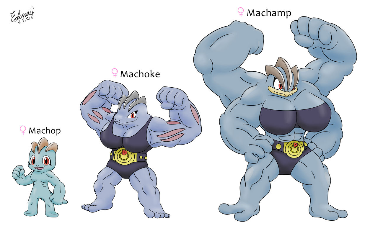 Machop female evolution by Edimay on DeviantArt