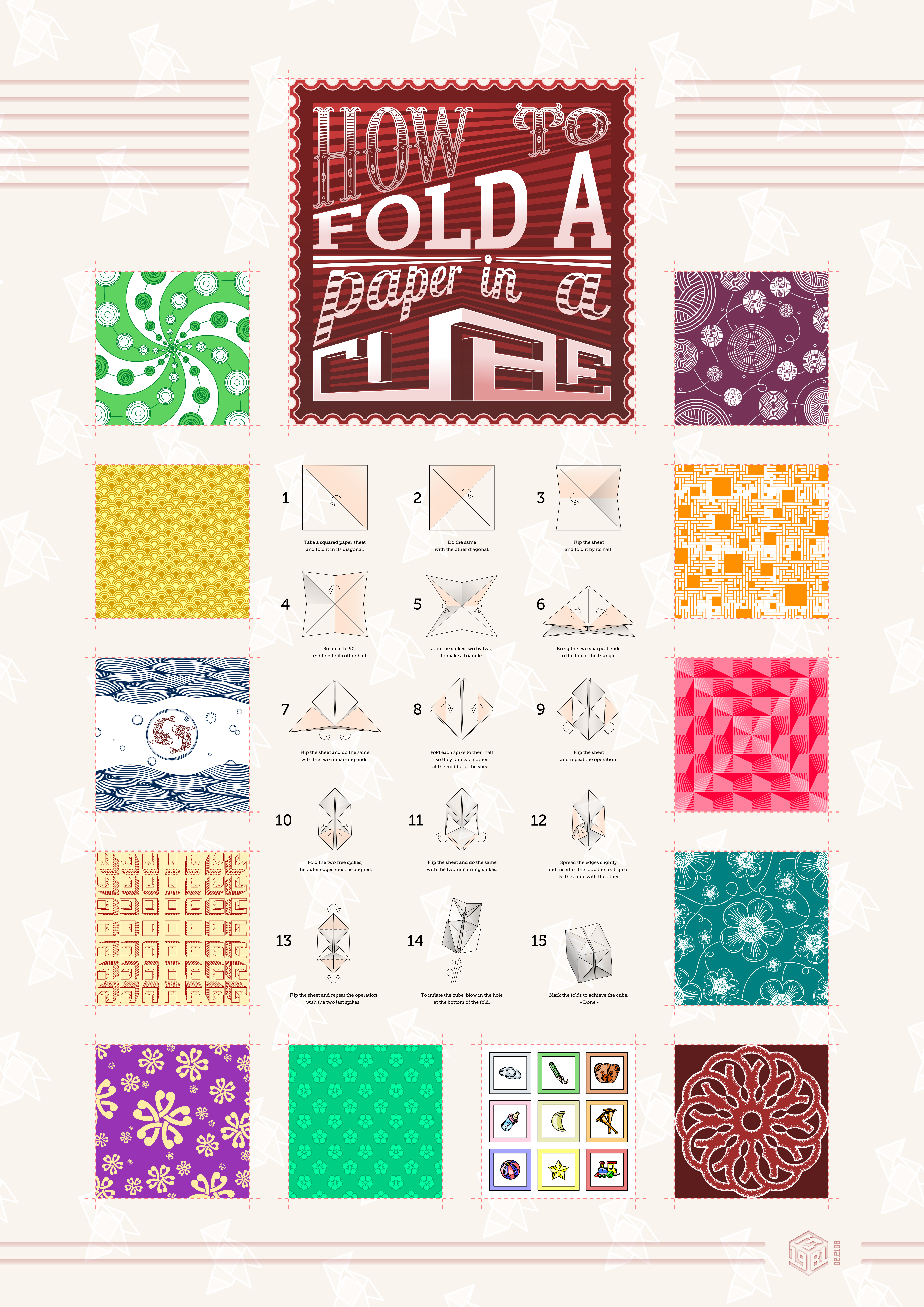 How to fold a paper in cube