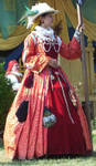 Red gold court gown by ladylucrezia