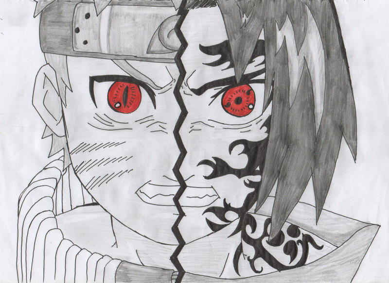 drawing naruto and sasuke half face｜TikTok Search