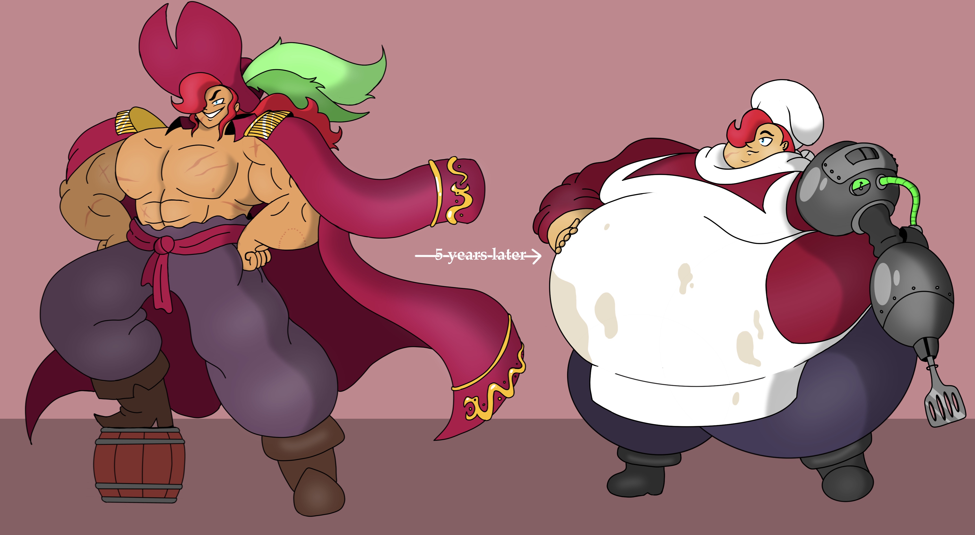 Transformacorp Inflation Angus: from swole captain to tubby fry cook by TransformaCorp on DeviantArt